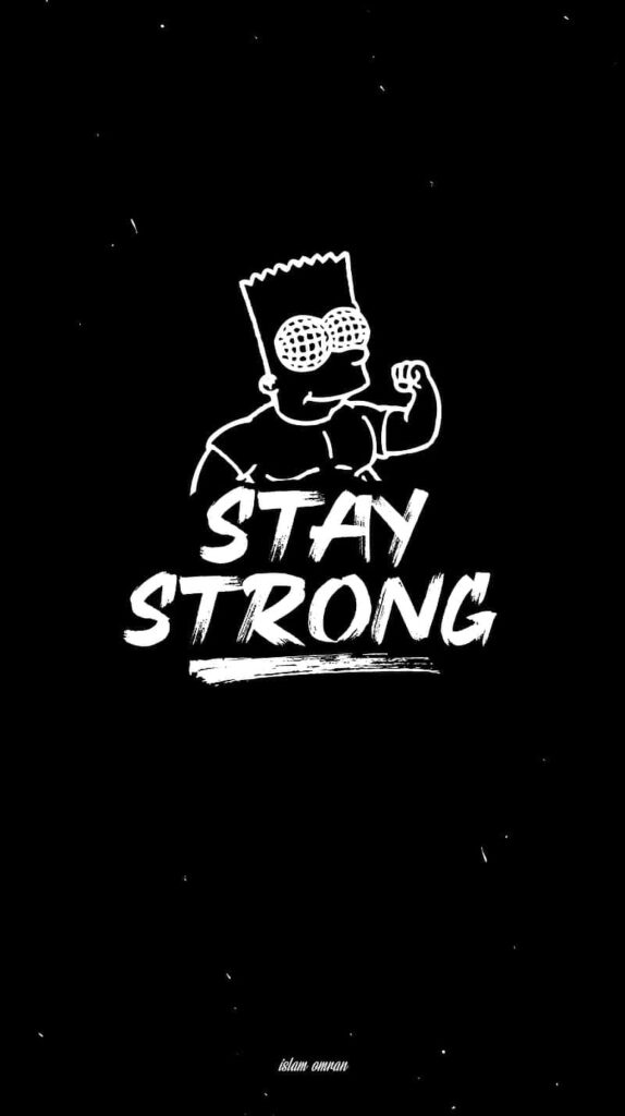 Stylized Muscle Character Wallpaper: Stay Strong on Black Background