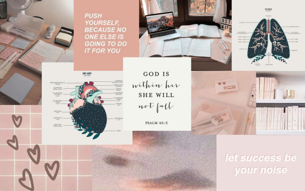 Precious Moments in Pastel: An Inspiring Study Aesthetic Collage Wallpaper