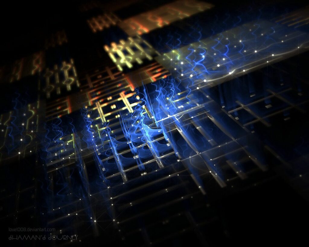 Futuristic Fractal Wallpaper: Vibrant Grid Design in 1280x1024