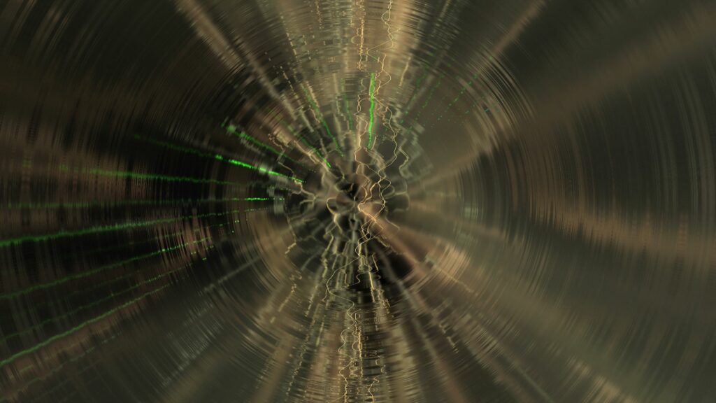 Swirling Brown Abstract Wallpaper with Green Accents - 1920x1080