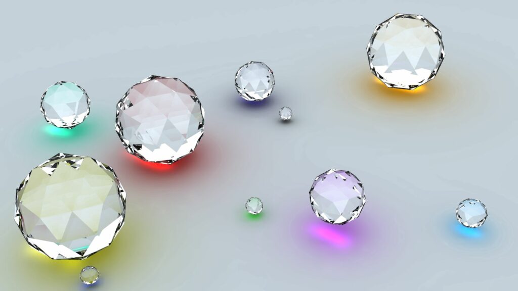 Stunning Diamond-Like Spheres Wallpaper – Colorful Light Reflections