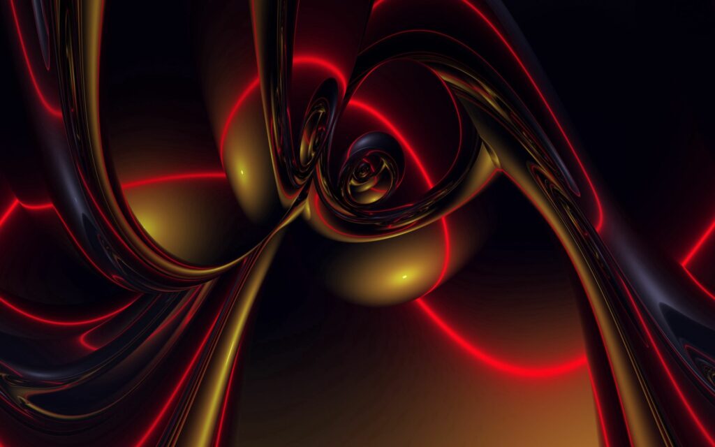 Vibrant Abstract Metallic Wallpaper: Swirling Shapes & Red Highlights