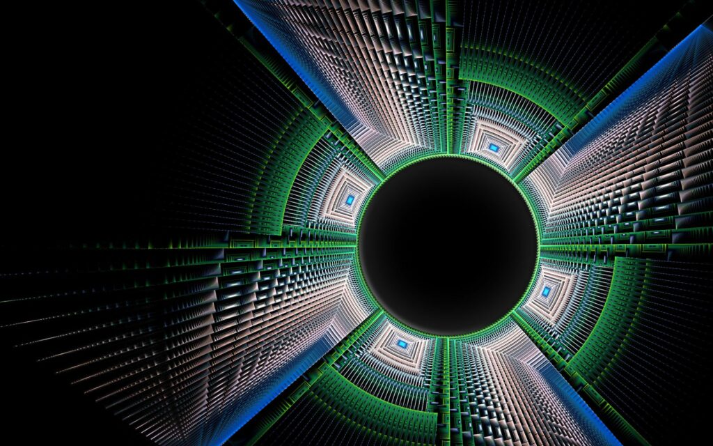 Intricate Geometric Wallpaper with Central Void - 1920x1200