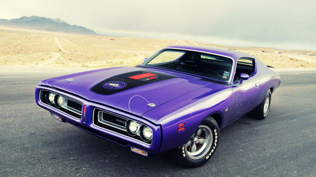Vintage 1971 Dodge Charger Super Bee Wallpaper in Desert Landscape