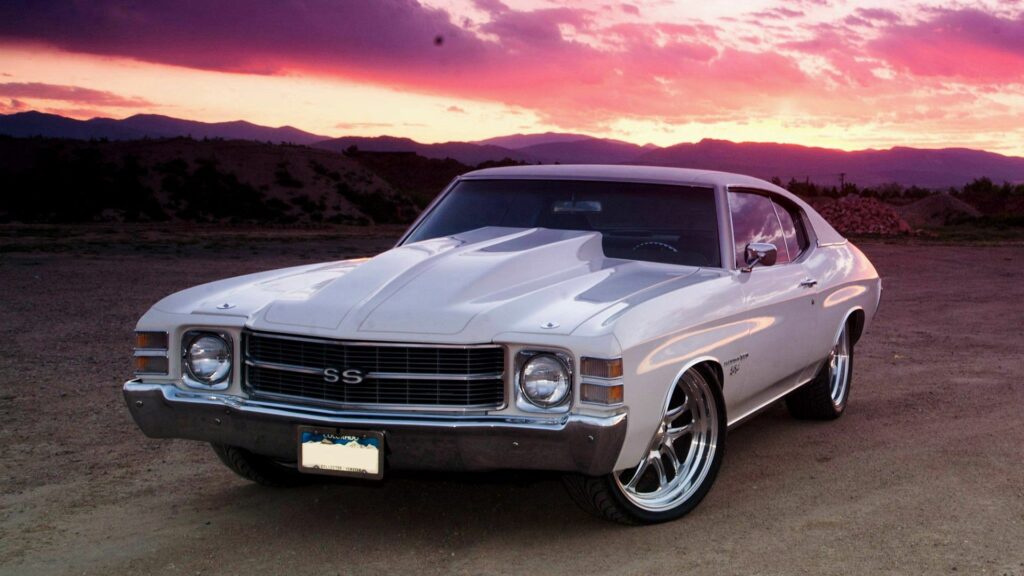 Stunning 1972 Chevelle SS Wallpaper: Classic Car Sunset Background