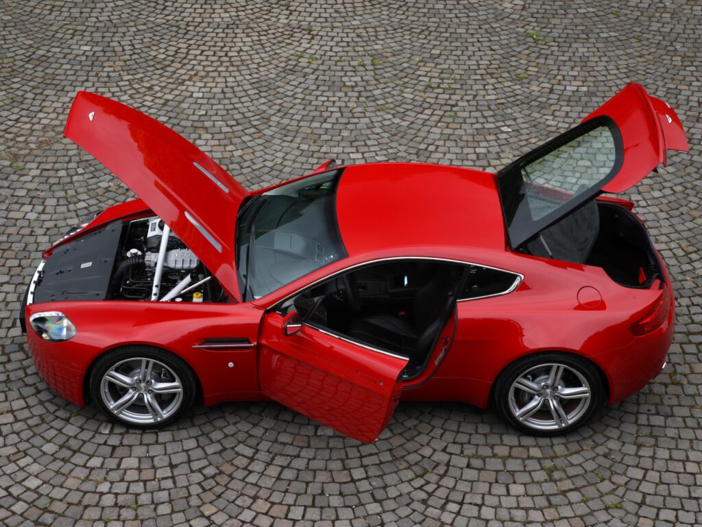 2008 Aston Martin V8 Vantage: Stunning Red Top View Wallpaper