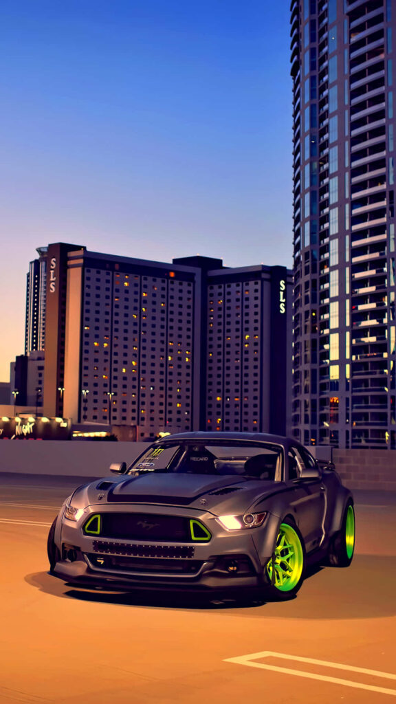 Stunning 2015 RTR Ford Mustang Wallpaper Against Urban Dusk