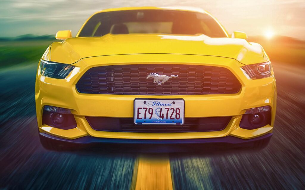 2015 Yellow Ford Mustang Wallpaper: Iconic Muscle Car Design