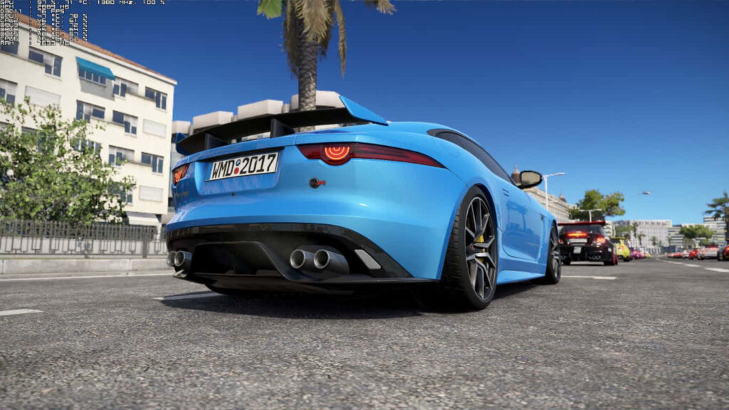 2018 Jaguar F-TYPE SVR Wallpaper: Vibrant Blue Urban Scene