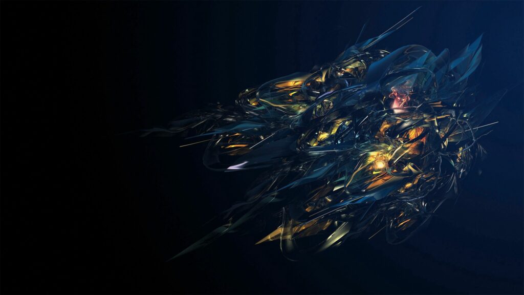 Vibrant Abstract Wallpaper: Metallic Structures & Dark Background