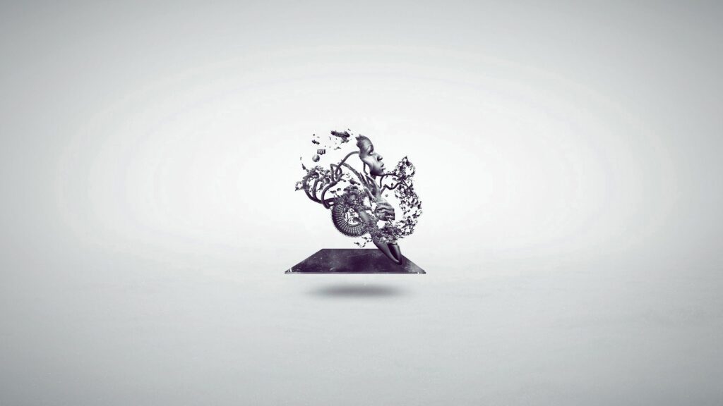 Abstract Digital Art: Floating Fragmented Figure Wallpaper 2560x1440