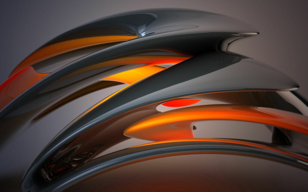 Stunning Abstract Digital Wallpaper: Curves & Reflective Surfaces
