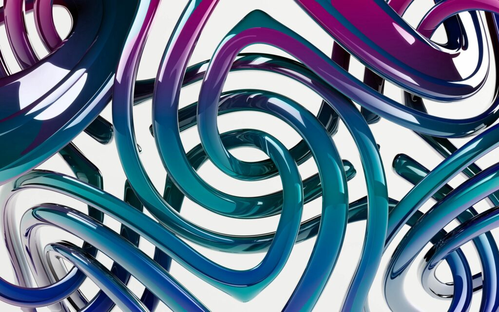 Dynamic 3D Ribbon Plexus Wallpaper in Blue, Teal & Magenta