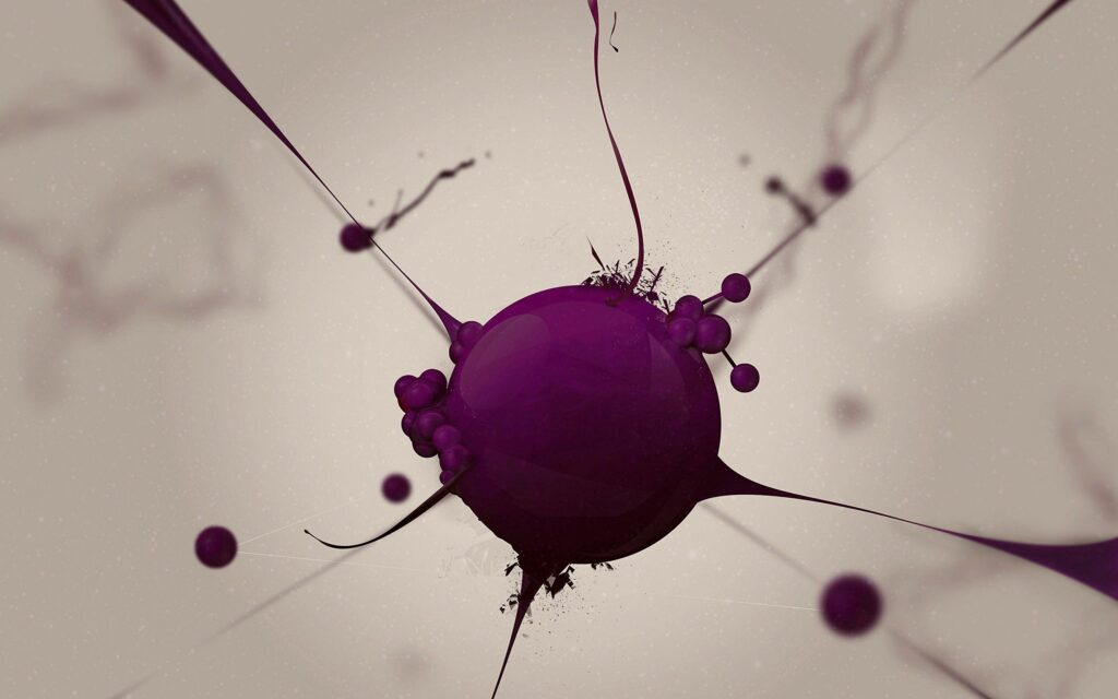 Dynamic Abstract Wallpaper: Purple Sphere & Delicate Tendrils