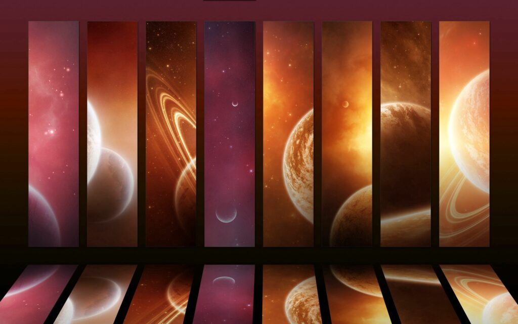 Vibrant Cosmic Wallpaper: Stunning Planets and Stripes Background