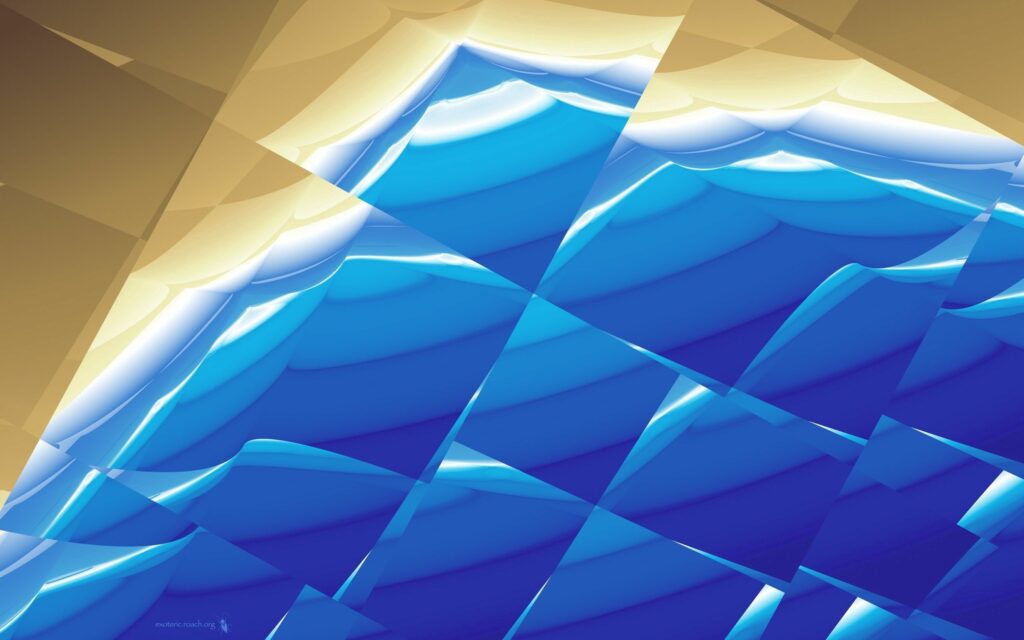 Dynamic Geometric Fractal Wallpaper: Blue & Yellow Abstract Background