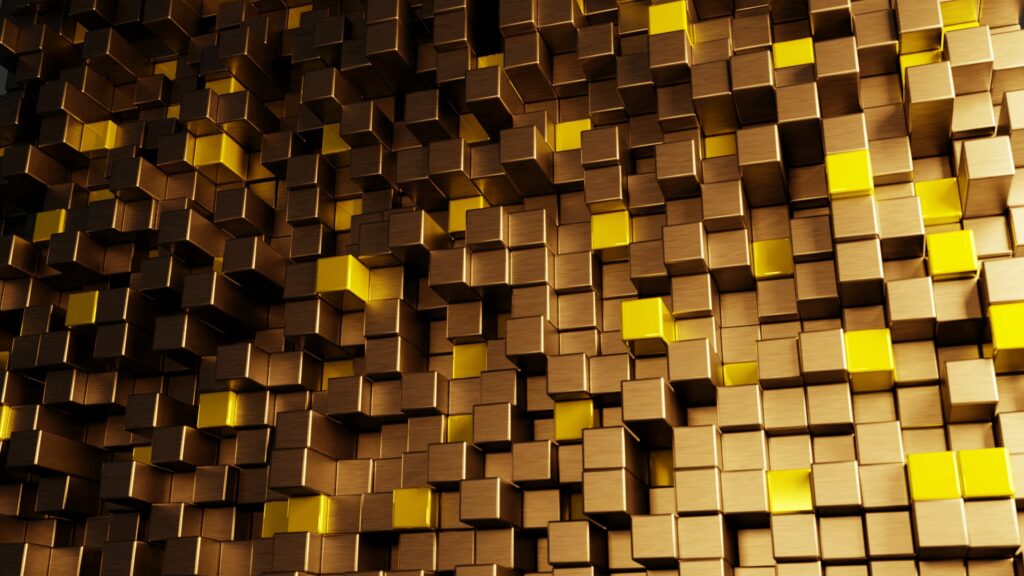 Stunning 3D Metallic Gold & Yellow Cube Wallpaper - 3840x2160 Background