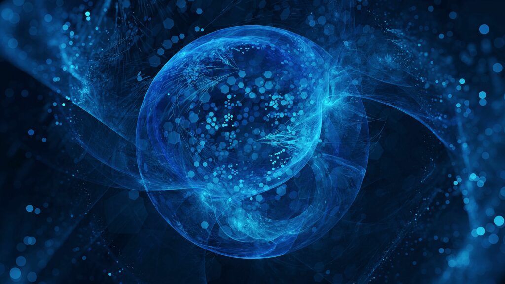 Abstract Blue Spherical Wallpaper - Intricate Geometric Design