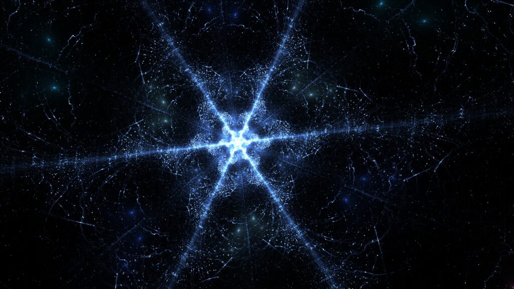 Intricate Luminous Snowflake Wallpaper - Cosmic Mesh Design 3840x2160