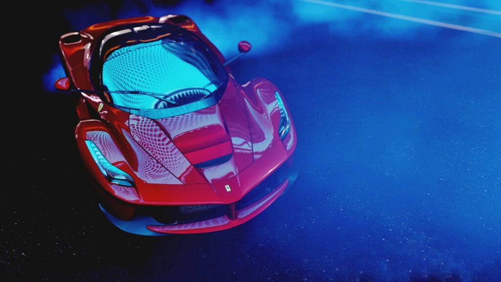 Stunning LaFerrari Wallpaper: Sleek Design on Dynamic Blue Background