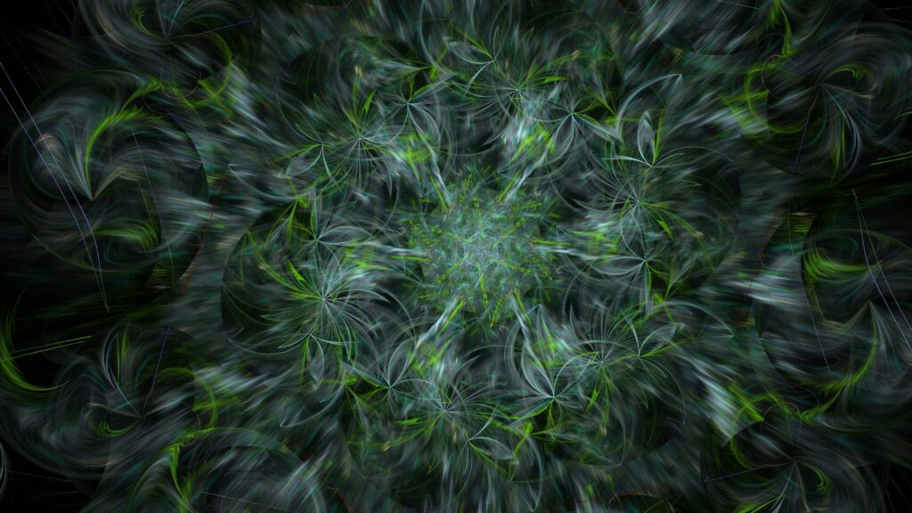 Mesmerizing Fractal Wallpaper in Green and Gray – 3840x2160 Background