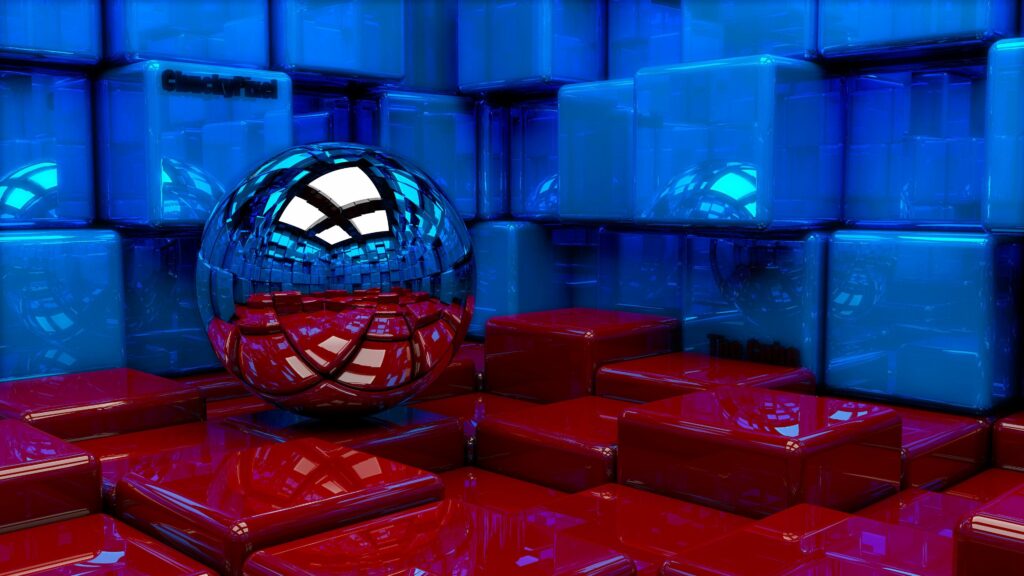 Stunning 3840x2160 Wallpaper: Reflective Metal Ball & Colorful Cubes