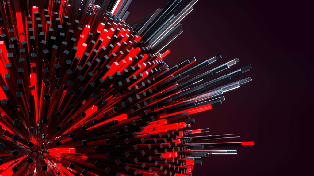 Dynamic 3D Abstract Wallpaper: Red & Black Prism Explosion