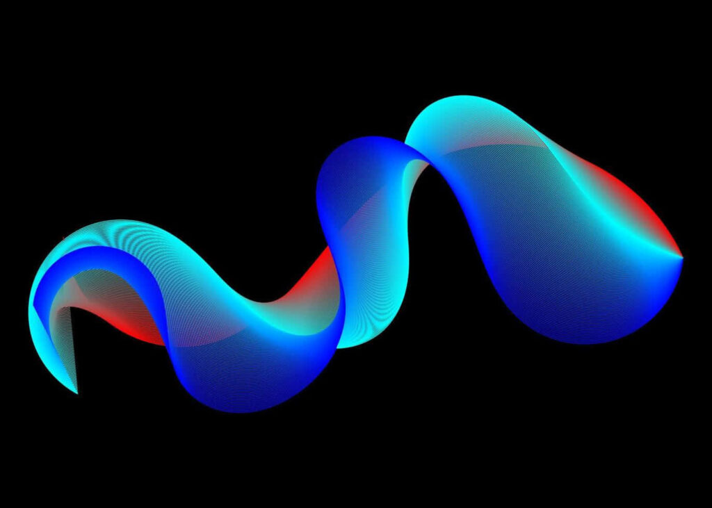 Stunning 3D Blue Waves Wallpaper on Black Background - Modern Design