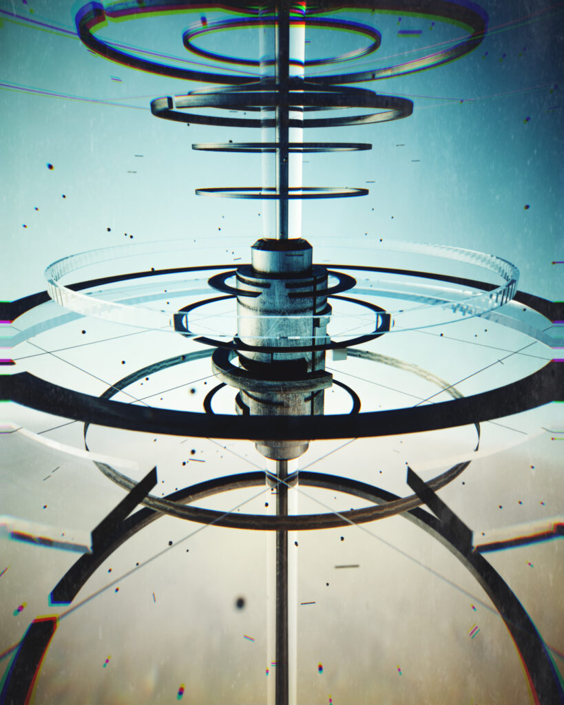 3D Abstract Mechanism Wallpaper: Intricate Layered Rings Design