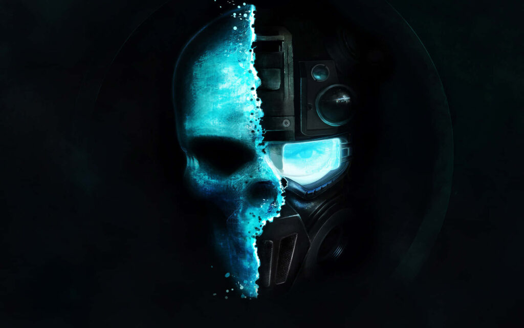 Vibrant 3D Abstract Skull & Helmet Wallpaper - Life, Death & Tech