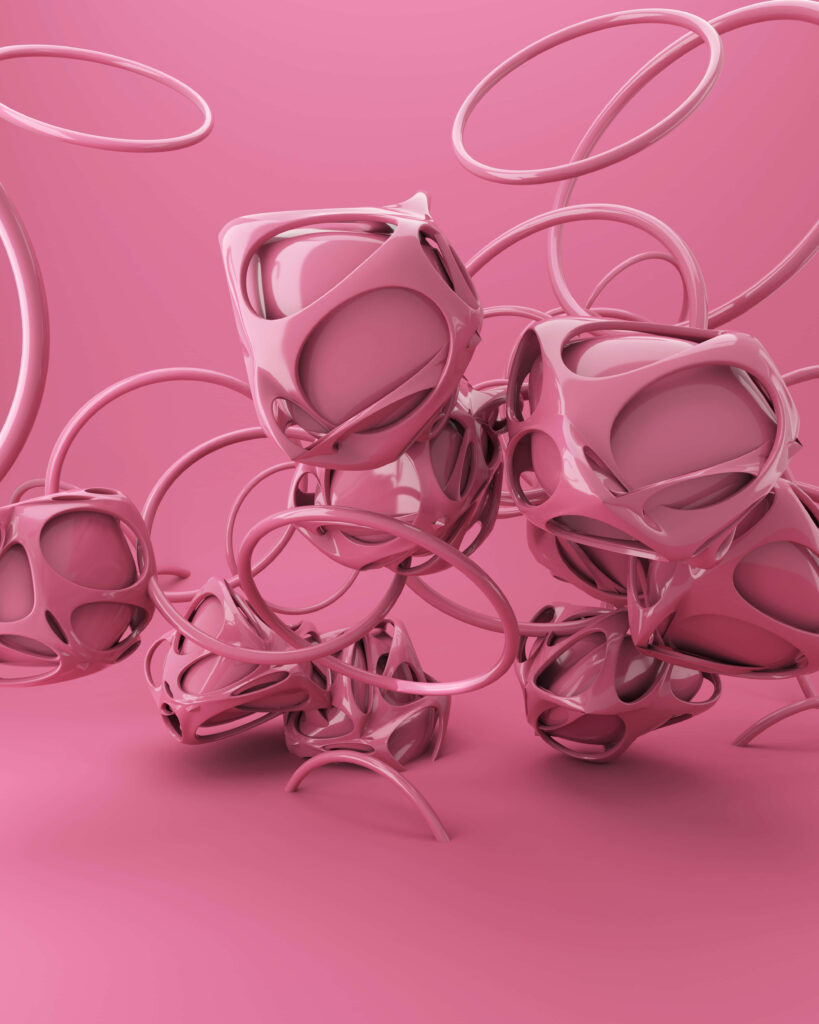 Stunning 3D Abstract Space Wallpaper: Futuristic Pink Art Background