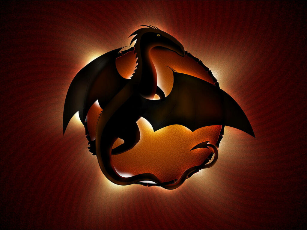 Stunning 3D Baby Dragon Wallpaper with Radiant Glow on Red Background