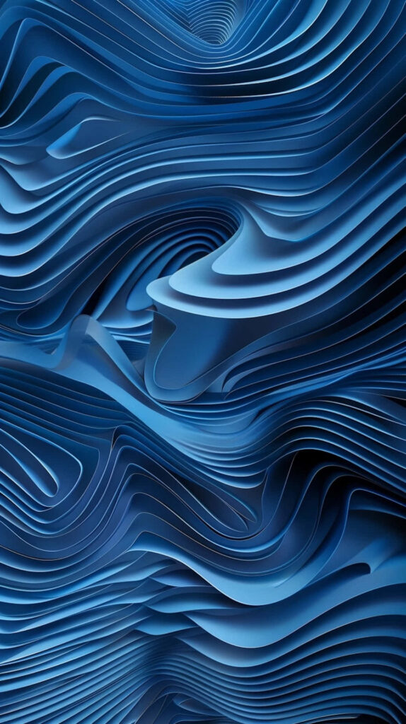 Captivating Blue Waves Wallpaper with 3D Depth and Fluid Design