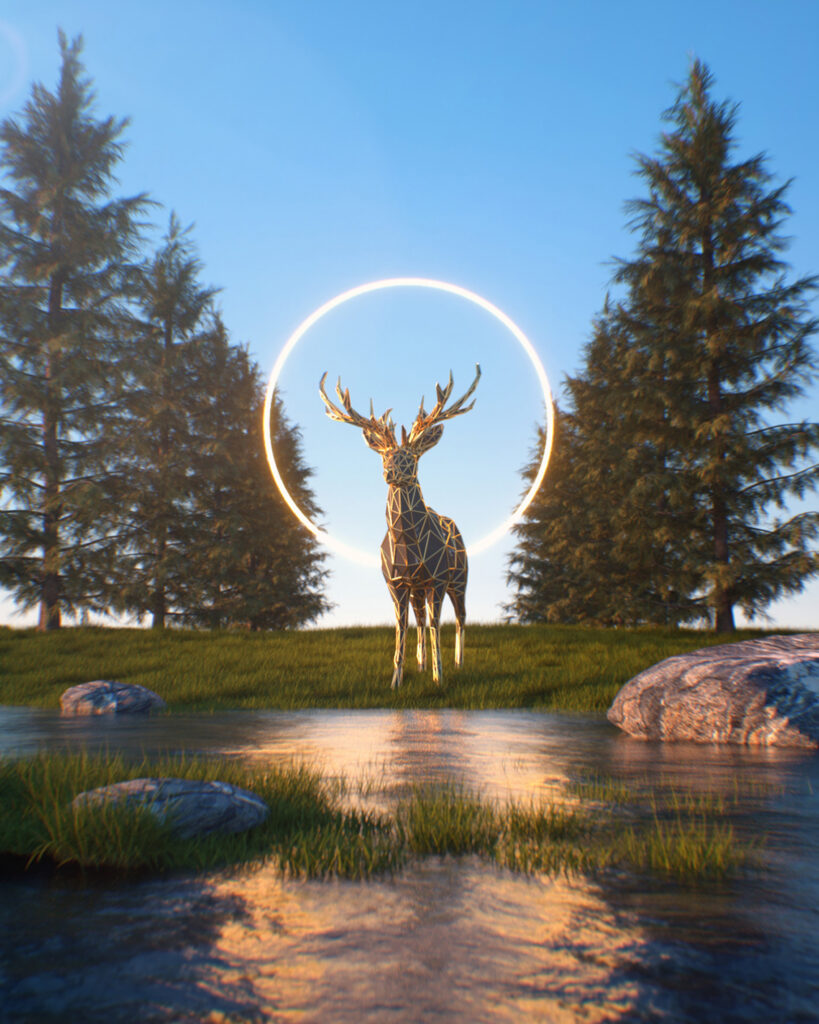 Majestic 3D Deer Wallpaper: Enchanting Natural Landscape Background