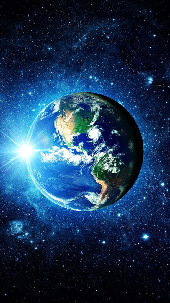 Stunning 3D Earth Wallpaper Against a Starry Galaxy Background