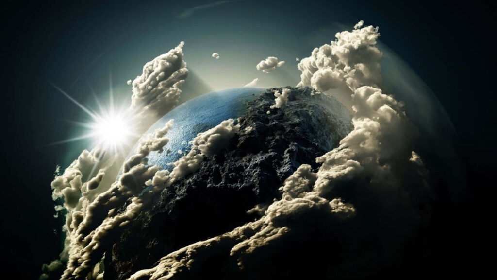 Stunning 3D Earth Wallpaper: Majestic Space View with Clouds