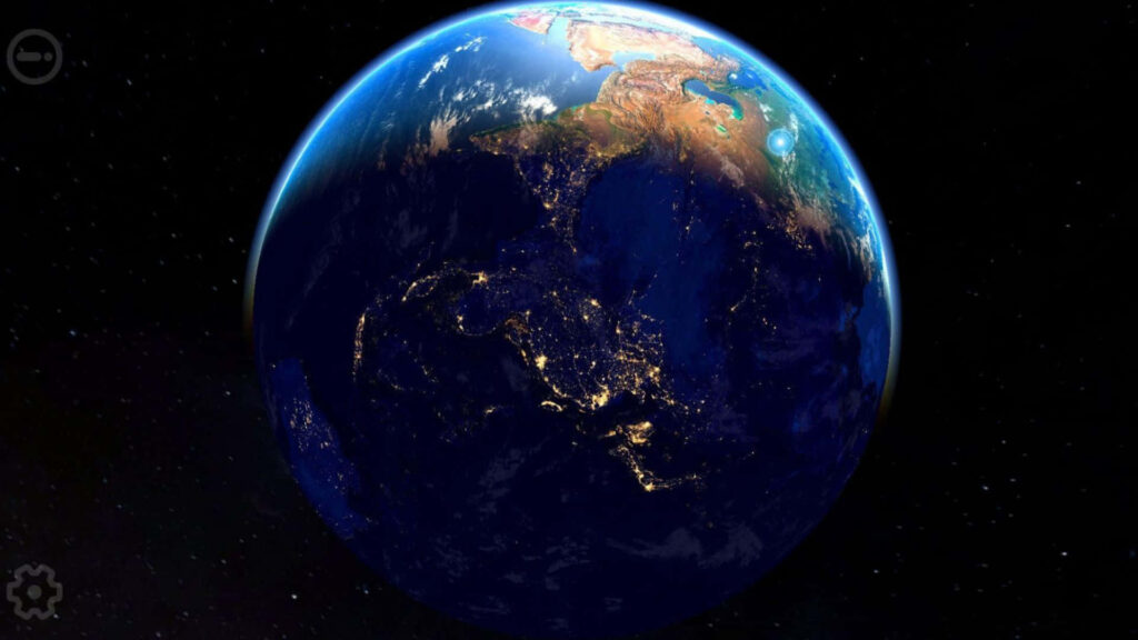 Vibrant 3D Earth Wallpaper: Illuminated Cities in Space
