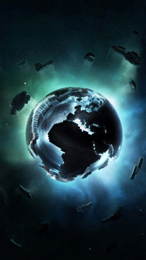 Stunning 3D Earth Wallpaper: Galactic Background with Fragmented Planet