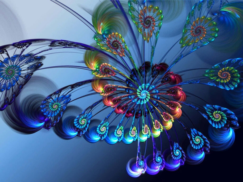 Vibrant 3D Flower Art Wallpaper: Colorful Abstract Design
