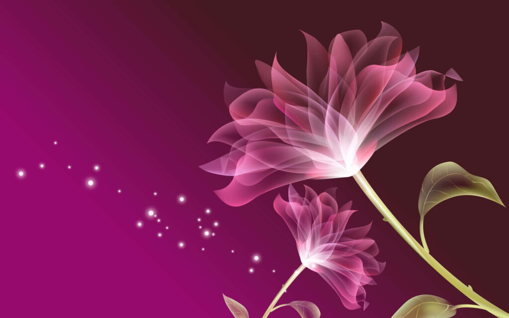 Stunning 3D Flower Wallpaper with Purple Gradient Background