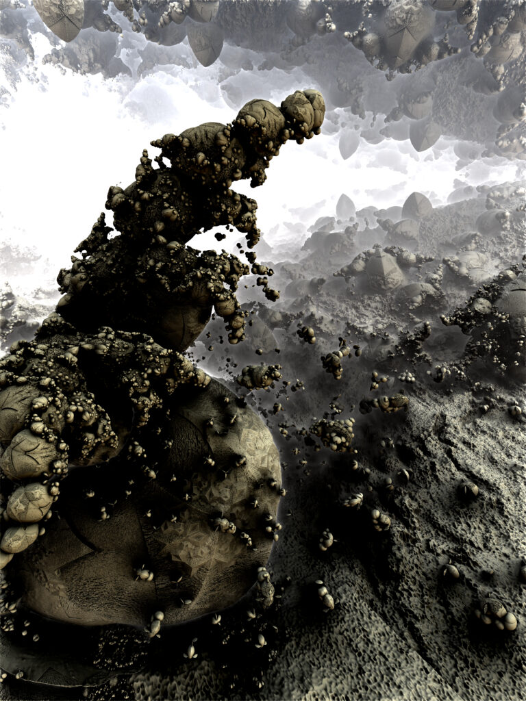 Stunning 3D Fractal Wallpaper in Black, Gray & White - 3750x5000