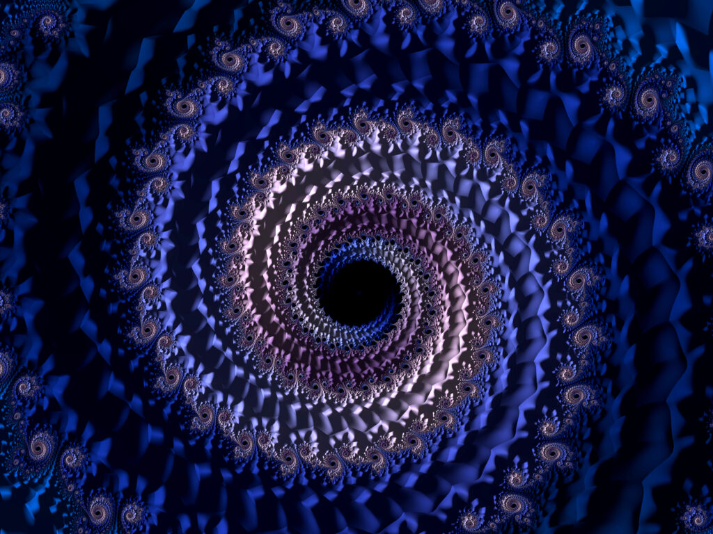 Stunning 3D Fractal Vortex Wallpaper in Blue & Purple - 4096x3072