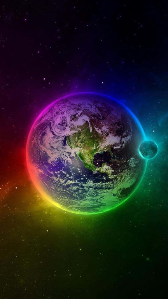 Vibrant 3D Galaxy Wallpaper with Colorful Planet & Starry Background