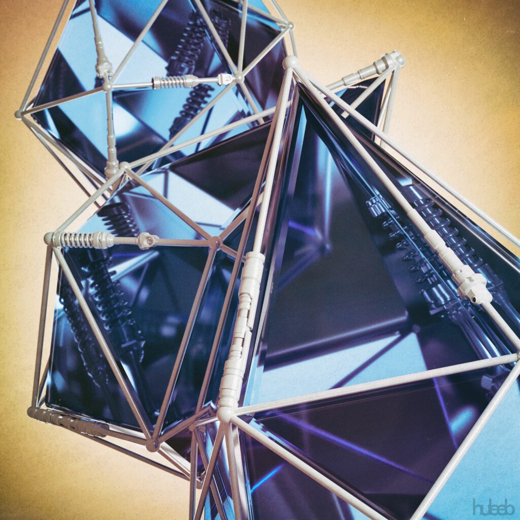 Vivid 3D Geometric Wallpaper: Reflective Polyhedral Design