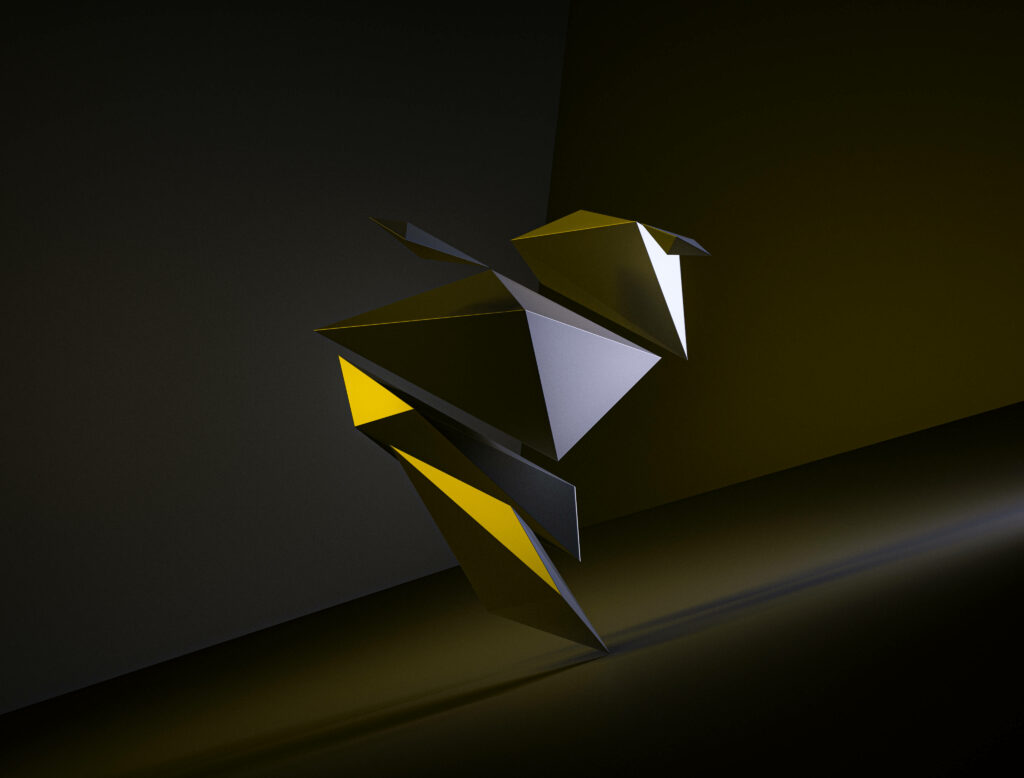 Elegant 3D Gold & Black Geometric Wallpaper - High-Resolution Background