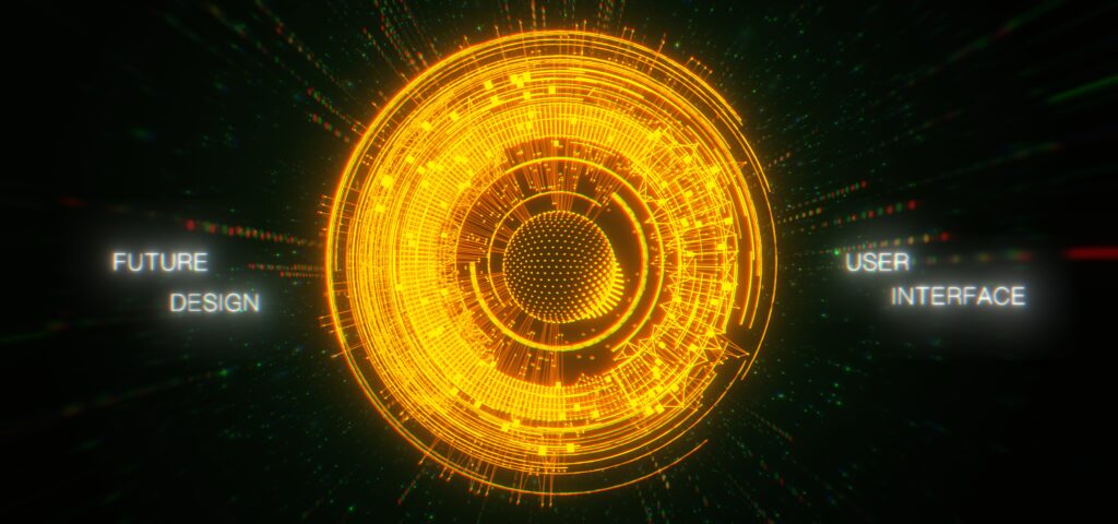 Futuristic 3D Hologram Wallpaper with Glowing Core & Digital Patterns