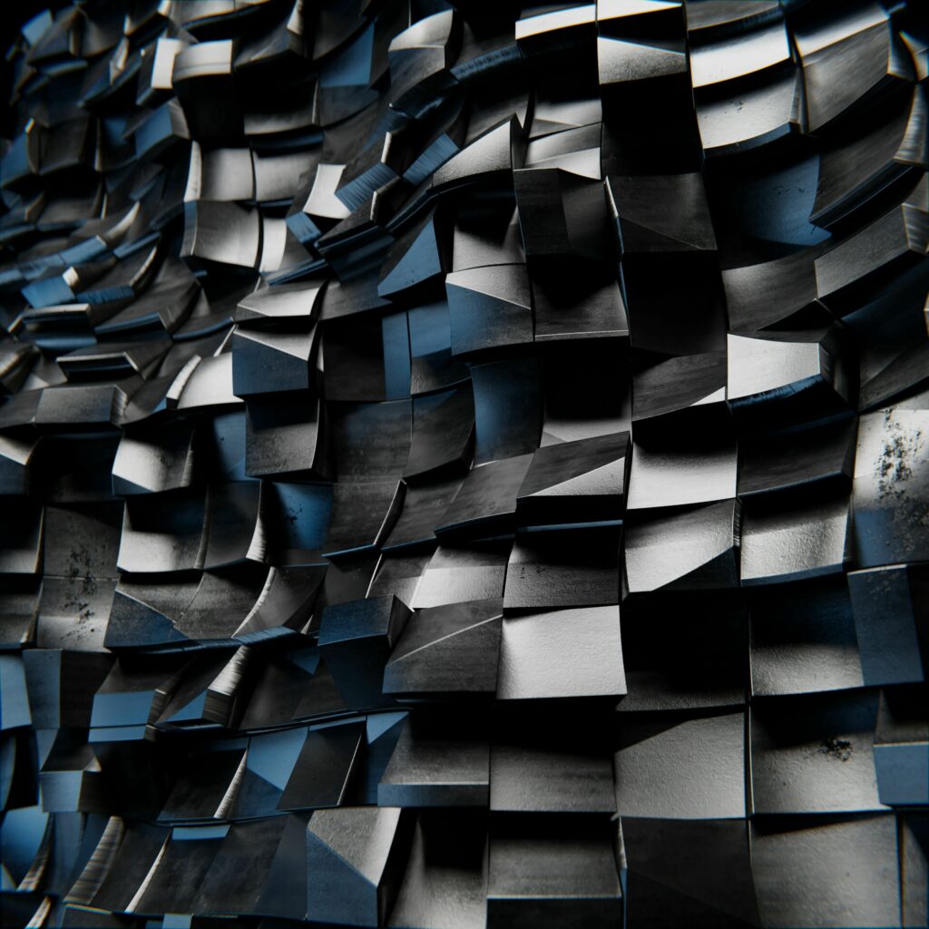 Stunning 3D Metallic Relief Wallpaper with Dynamic Geometric Shapes