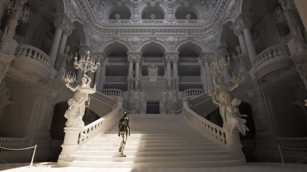 Elegant 3D Wallpaper of Paris Opera House Interior - Monochrome Design