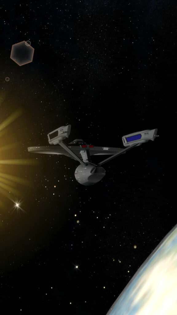 Stunning 3D Star Trek Spaceship Wallpaper in Cosmic Space