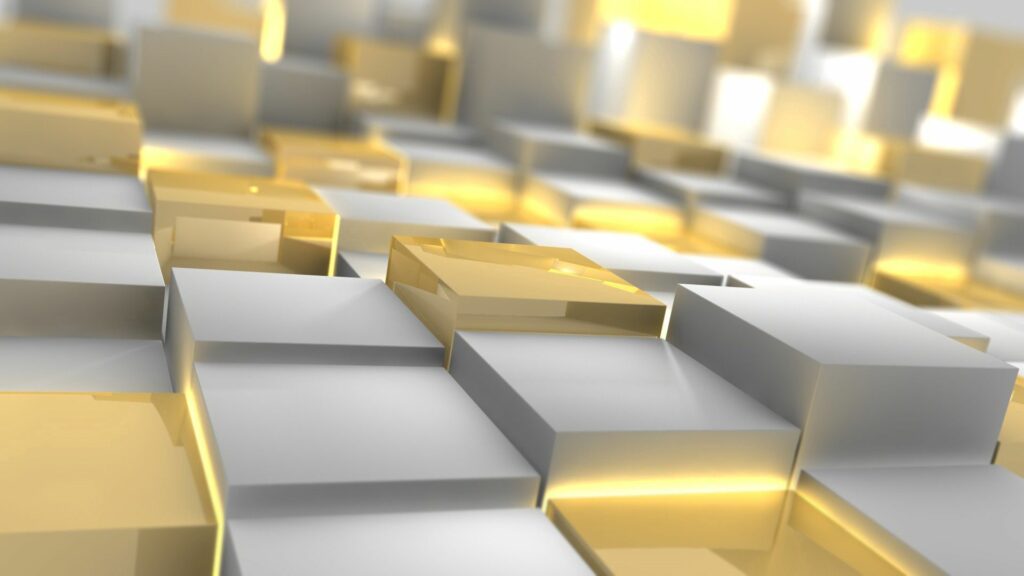 3D Silver & Gold Cube Wallpaper - Modern Geometric Background